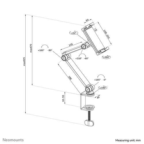Neomounts Neomounts Tablet Desk Clamp (suited from 4 7i up to 12.9i)