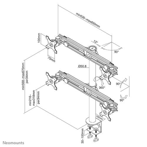 Neomounts Neomounts Flat Screen Desk Mount (clamp)