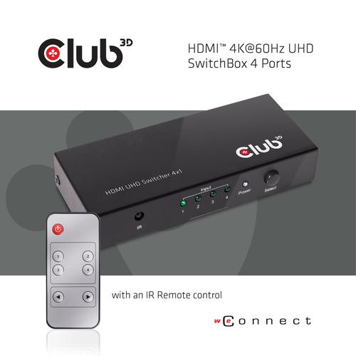 Club 3D HDMI 2.0 UHD SwitchBox 4 Ports