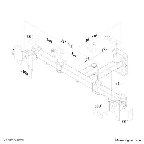 Neomounts Neomounts Flat Screen Dual Wall Mount (3 pivots & tiltable)