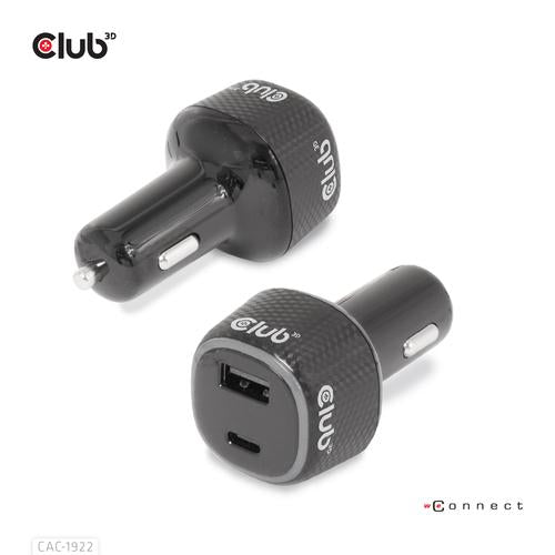 Club 3D Notebook / Laptop Power Car Charger 63 Watt/ 1USB A + 1USB C