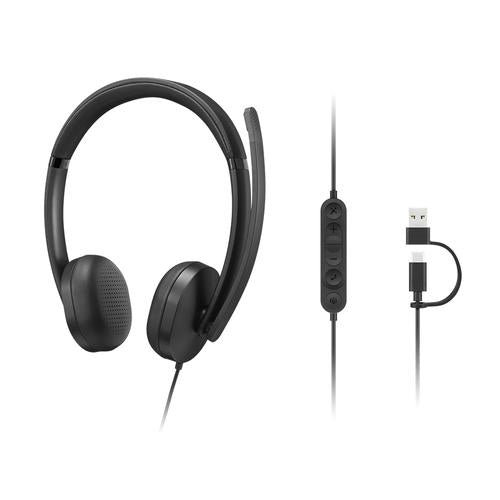 Lenovo VoIP Headset 5000 Bedraad Hoofdband Kantoor/callcenter USB Type-C Zwart