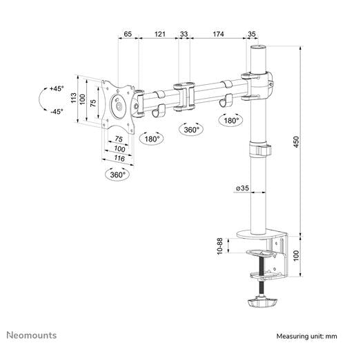 Neomounts Neomounts Flat Screen Desk mount (10-30i) desk clamp/grommet