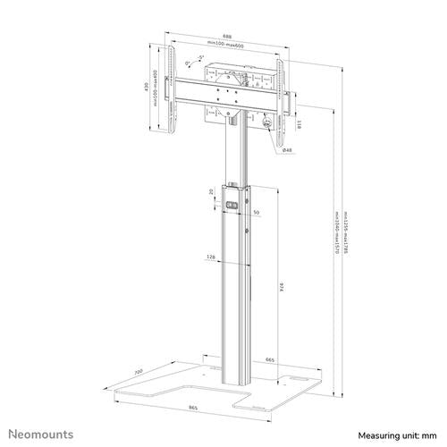 Neomounts Neomounts Move Up Display Floor Stand (32-75i) solid steel floor plate