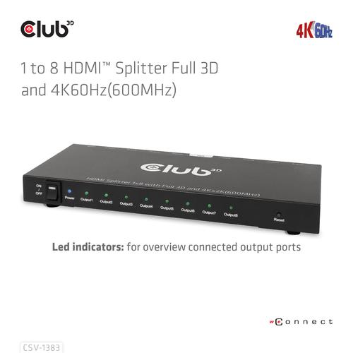 Club 3D 1 to 8 HDMI Splitter Full 3D and 4K60Hz
