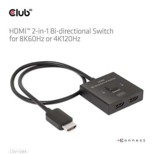 Club 3D HDMI 2-in-1 Bi-directional Switch for 8K60Hz or 4K120Hz