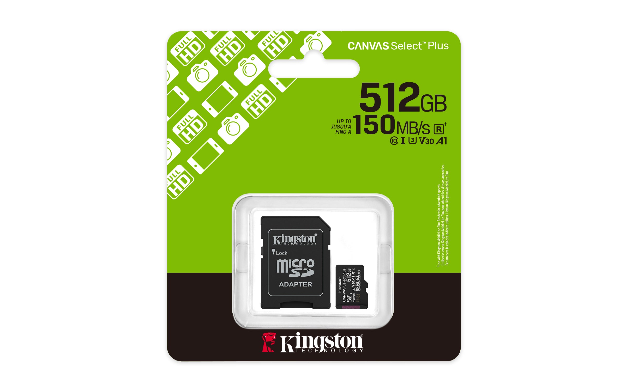 512GB microSDXC Canvas Select Plus Gen3 150MB/s A1 Card + Adapter