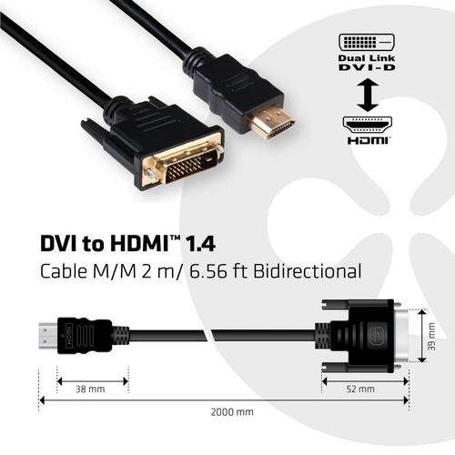 Club 3D DVI-D TO HDMI 1.4 CABLE M/M 2meter