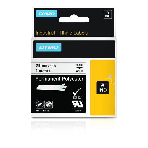 Dymo RHINO TAPE PERM. POLYESTER 24 MM WIT
