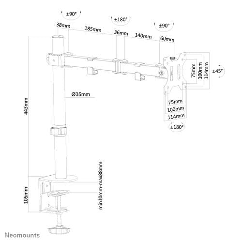 Neomounts Neomounts Flat Screen Desk Mount (clamp/grommet)