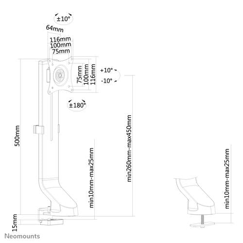 Neomounts Neomounts Flat Screen Desk Mount (clamp/grommet)