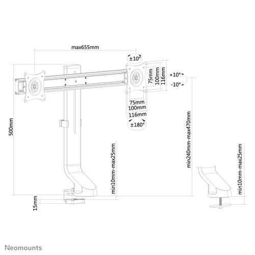 Neomounts Neomounts Flat Screen Desk Mount (clamp/grommet)