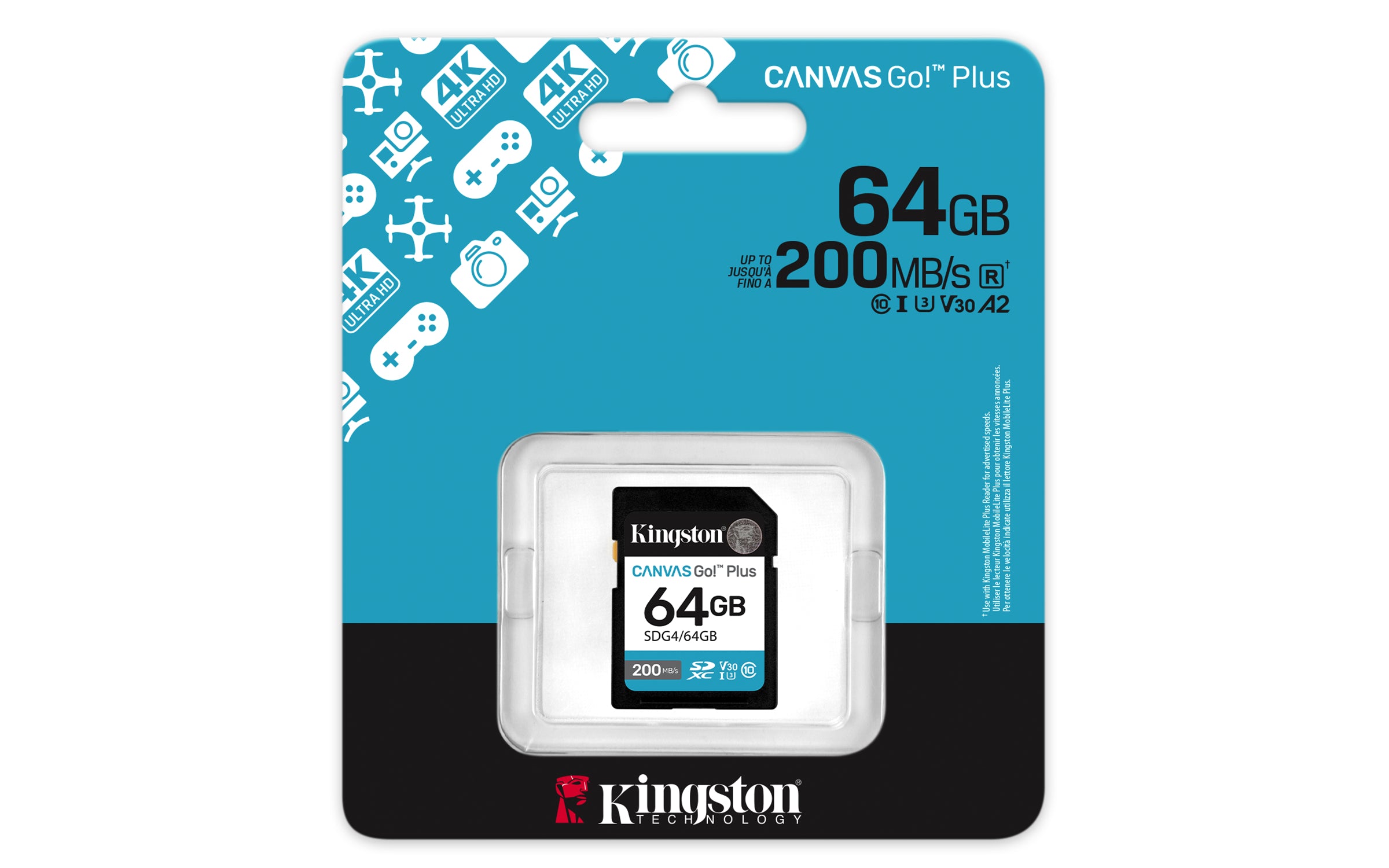 64GB SDXC Canvas Go Plus Gen4 200MB/s C10 UHS-I U3 V30