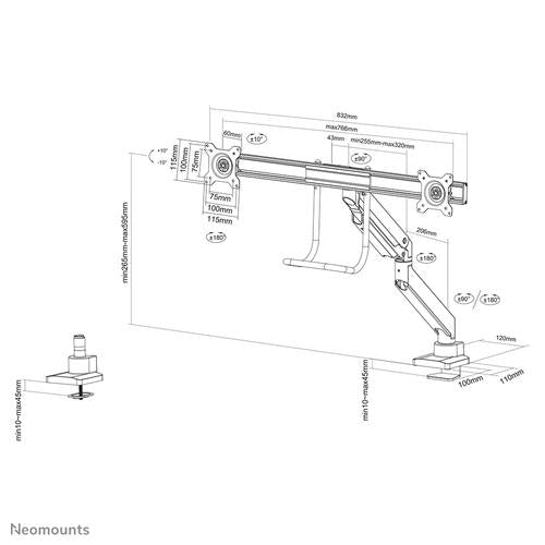 Neomounts Neomounts Flat Screen Desk mount (10-32i) desk clamp/grommet