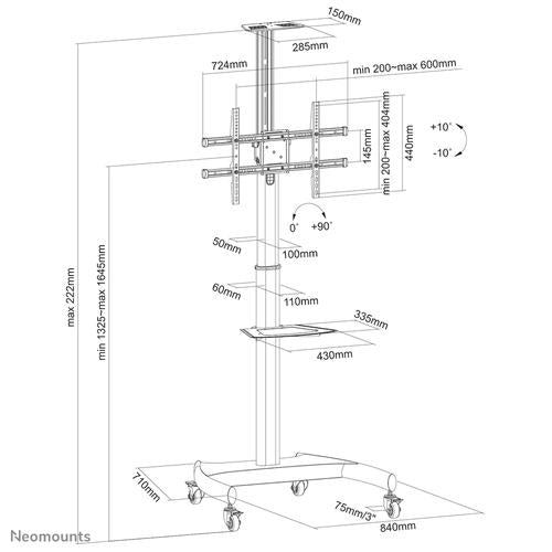 Neomounts Neomounts Mobile Flat Screen Floor Stand (height: 130-162 cm)