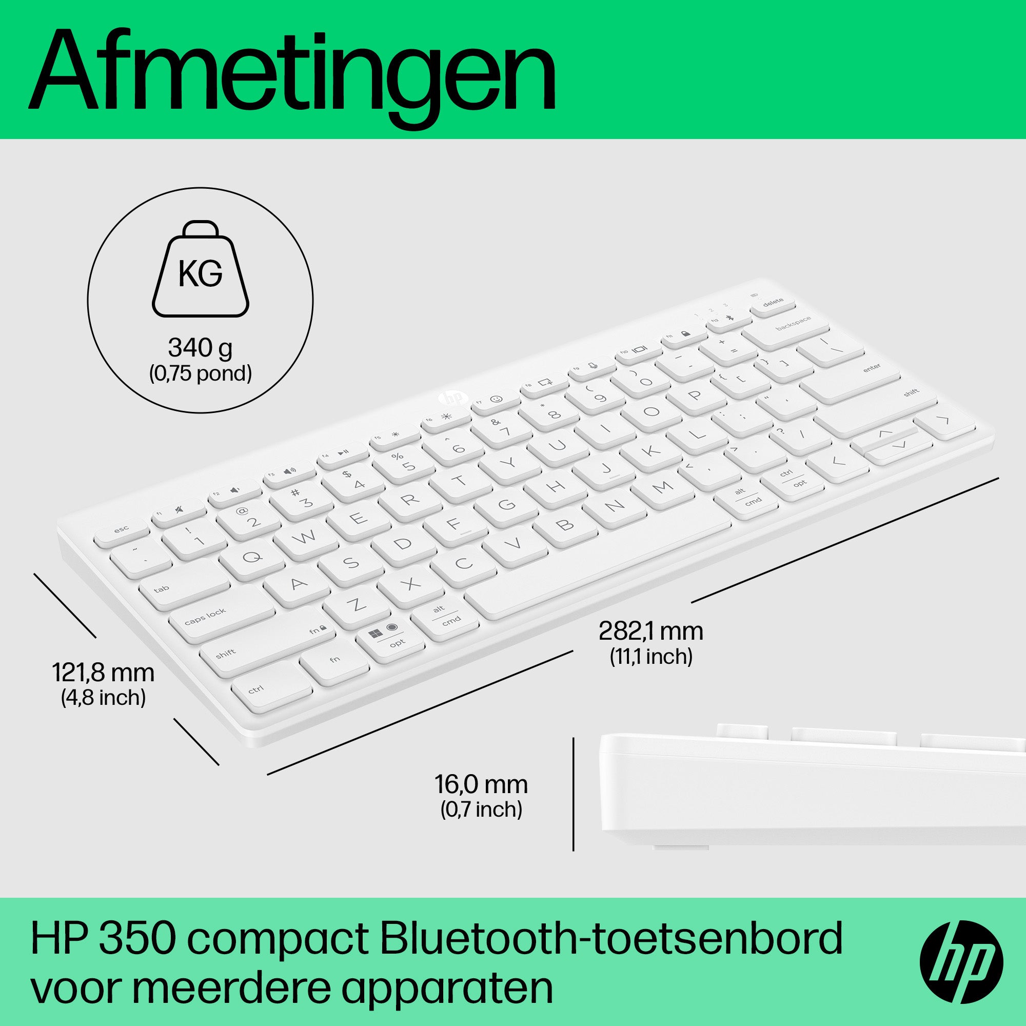 HP 350 WHT Compact Multi-Device Keyboard EURO QWERTY