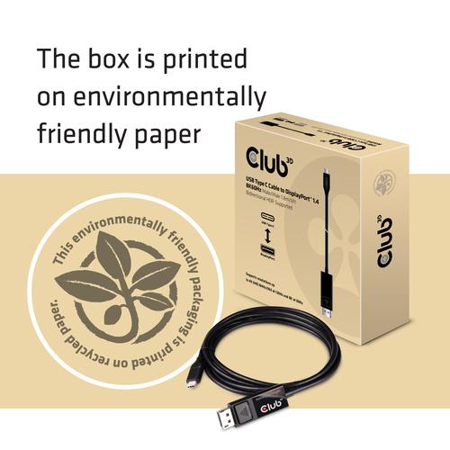 Club 3D USB TYPE C TO DP 1.4 8K 60HZ HDR  1.8M CABLE