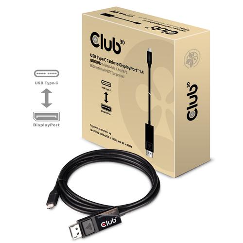 Club 3D USB TYPE C TO DP 1.4 8K 60HZ HDR  1.8M CABLE