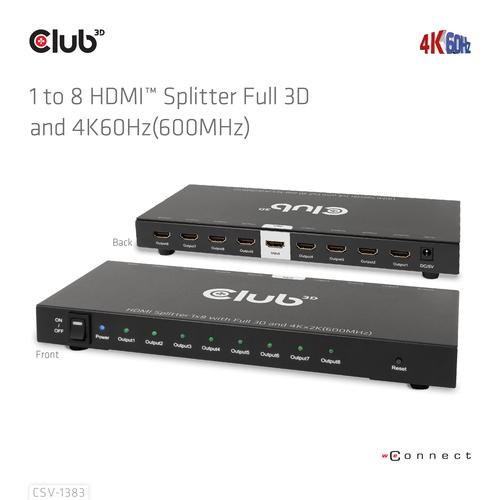 Club 3D 1 to 8 HDMI Splitter Full 3D and 4K60Hz
