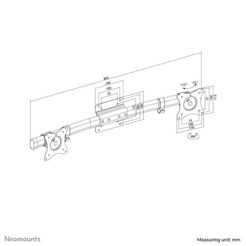 Neomounts Neomounts Flat Screen Cross bar (to make a single mount dual screen)