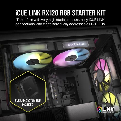 Corsair CORSAIR RX RGB Series iCUE LINK RX120 RGB 120mm RGB Fan Triple Fan Kit