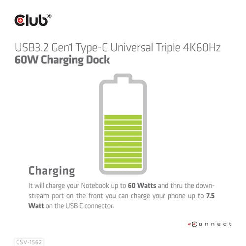 Club 3D USB TC3.2 Gen 1 Uni Trip 4K CD 60w