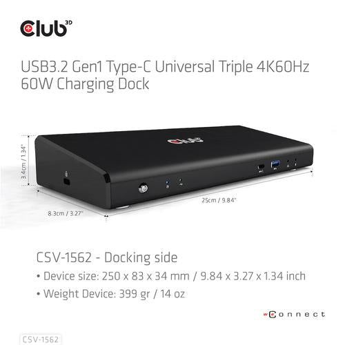 Club 3D USB TC3.2 Gen 1 Uni Trip 4K CD 60w