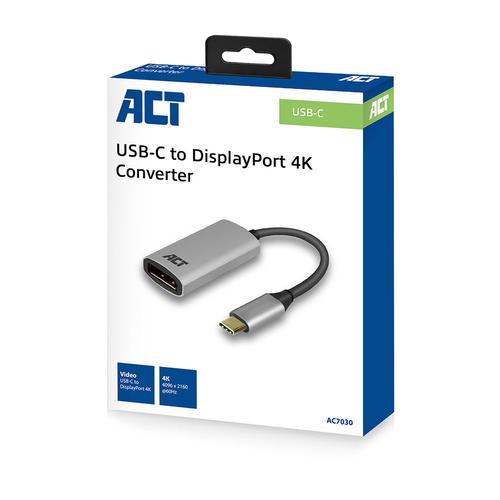 ACT Converter USB-C - Display Port female 0.15 Meter 4k @60Hz metal housing