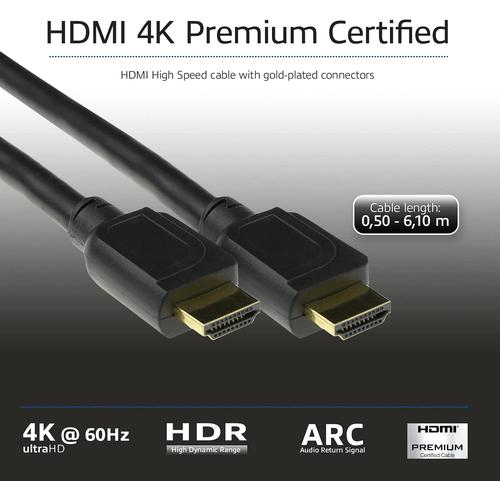 ACT 3 meter HDMI High Speed Ethernet premium certified kabel HDMI-A male - HDMI-A male - PolyBag