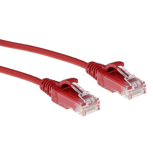 ACT ACT Rode 0.25 meter LSZH U/UTP CAT6 datacenter slimline patchkabel snagless metRJ45 connectoren