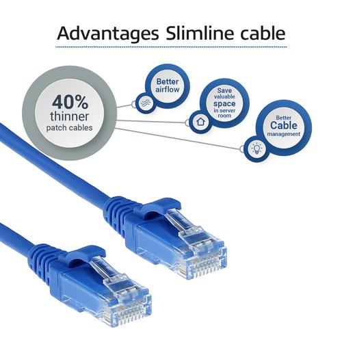 ACT ACT Blauwe 1.5 meter LSZH U/UTP CAT6 datacenter slimline patchkabel snagless met RJ45 connectoren