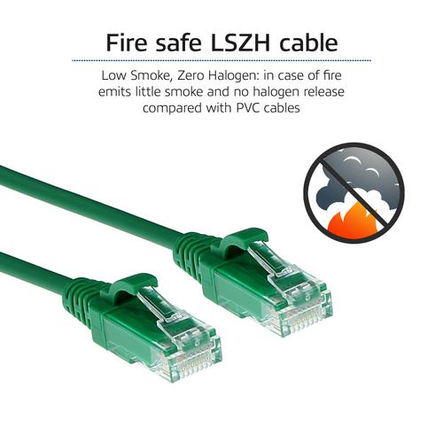 ACT ACT Groene 2 meter LSZH U/UTP CAT6 datacenter slimline patchkabel snagless met RJ45 connectoren