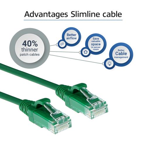 ACT ACT Groene 2 meter LSZH U/UTP CAT6 datacenter slimline patchkabel snagless met RJ45 connectoren