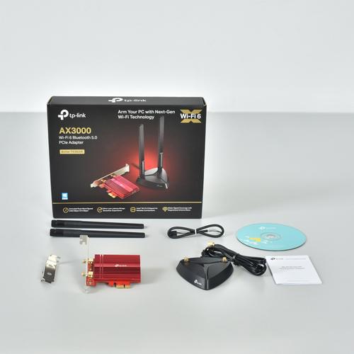 TP-Link AX3000 Wi-Fi 6 Bluetooth 5.0 PCI Express Adapter 2402Mbps at 5 GHz + 574Mbps at2.4 GHz Include High Gain Antennas withExtension Cable & Magnet Base WPA3 MU-MI