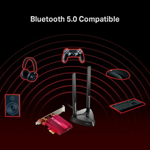 TP-Link AX3000 Wi-Fi 6 Bluetooth 5.0 PCI Express Adapter 2402Mbps at 5 GHz + 574Mbps at2.4 GHz Include High Gain Antennas withExtension Cable & Magnet Base WPA3 MU-MI