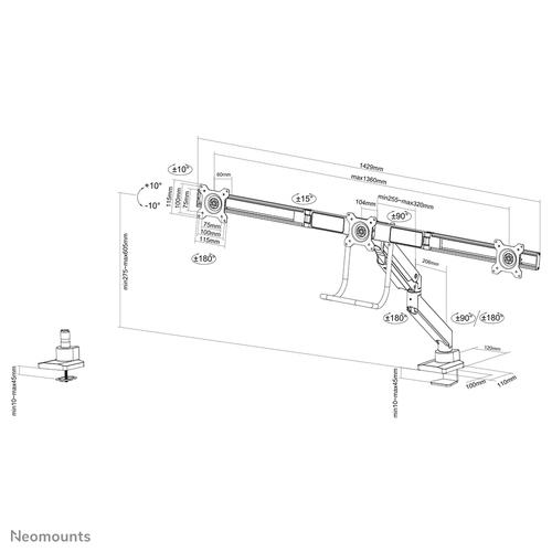 Neomounts Neomounts Flat Screen Desk mount (10-27i) desk clamp/grommet