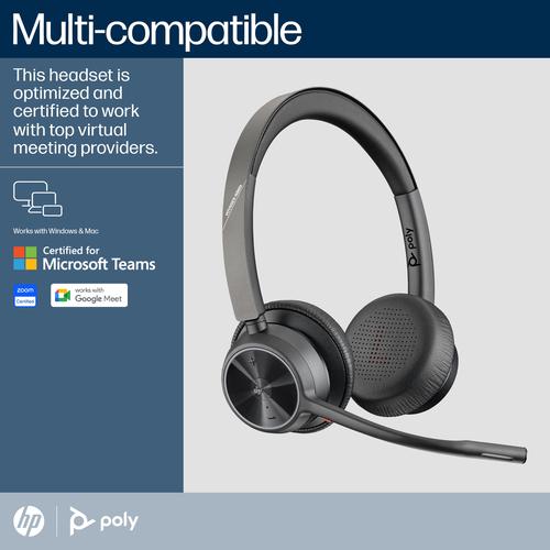 HP Poly Voyager 4320-M Microsoft Teams Certified Headset + BT700 dongle + oplaadstatief