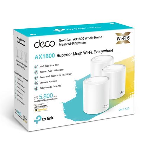 TP-Link AX1800 Whole-Home Mesh Wi-Fi System Wi-Fi 6 Qualcomm 1GHz Quad-core CPU 1201Mbps at 5GHz+574Mbps at 2.4GHz 2 Gigabit Ports 4 internal antennas
