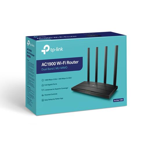 TP-Link AC1900 Dual-Band Wi-Fi Router 1300Mbps at 5GHz + 600Mbps at 2.4GHz 5 Gigabit Ports 4 antennas. MU-MIMO Beamforming Smart Connect IPTV Access Point Mode IPv6 Rea