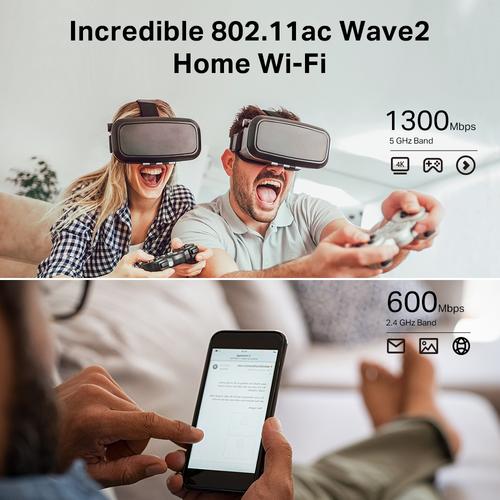 TP-Link AC1900 Dual-Band Wi-Fi Router 1300Mbps at 5GHz + 600Mbps at 2.4GHz 5 Gigabit Ports 4 antennas. MU-MIMO Beamforming Smart Connect IPTV Access Point Mode IPv6 Rea