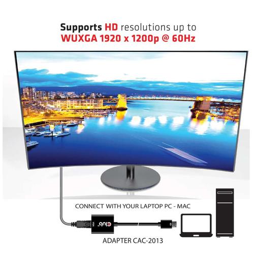 Club 3D DISPLAY PORT 1.1A MALE TO VGA FEMALE ACTIVE ADAPTER BLACK