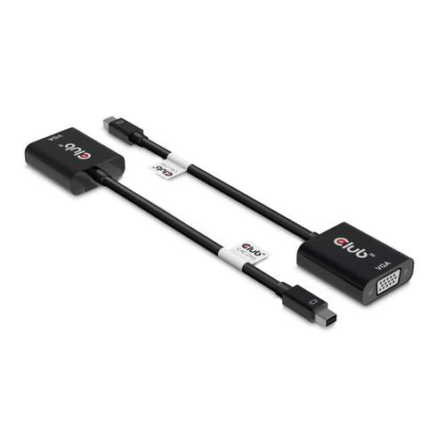 Club 3D MINI DISPLAY PORT 1.1A MALE TO VGA FEMALE ACTIVE ADAPTER BLACK
