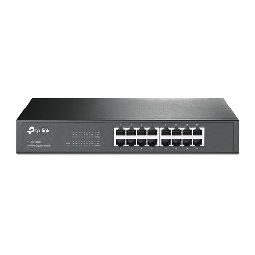 TP-Link TL-SG1016 16-port Gigabit Switch 16 10/100/1000M RJ45 ports 1U 19-inch rack-mountable steel case