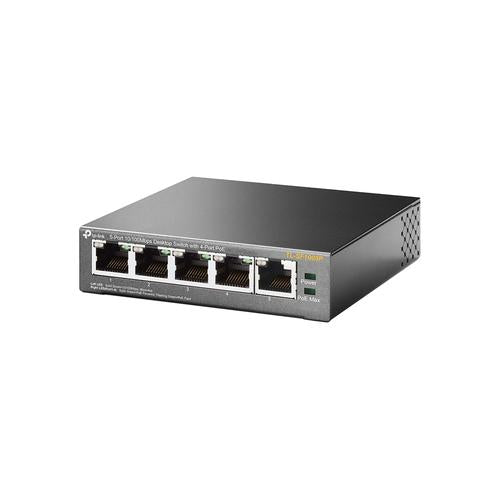 TP-Link 5-Port 10/100Mbps Desktop Switch with 4-Port PoE 5 10/100Mbps RJ45 ports including 4 PoE ports 58W PoE Power supply steel case
