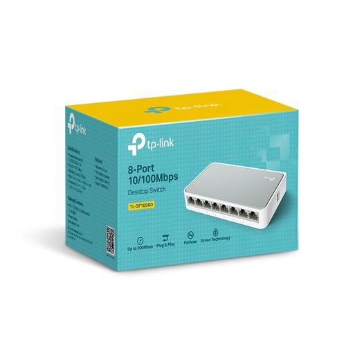 TP-Link TL-SF1008D 8-port 10/100M mini Desktop Switch 8 10/100M RJ45 ports Plastic case