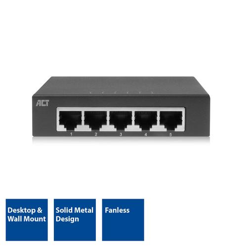 ACT 10/100/1000 Mbps network Switch 5 portsmetal housing