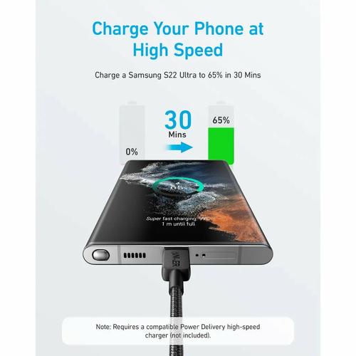 Anker Anker 322 USB-C to USB-C Cable Nylon (0.9M Braided Black) 60W