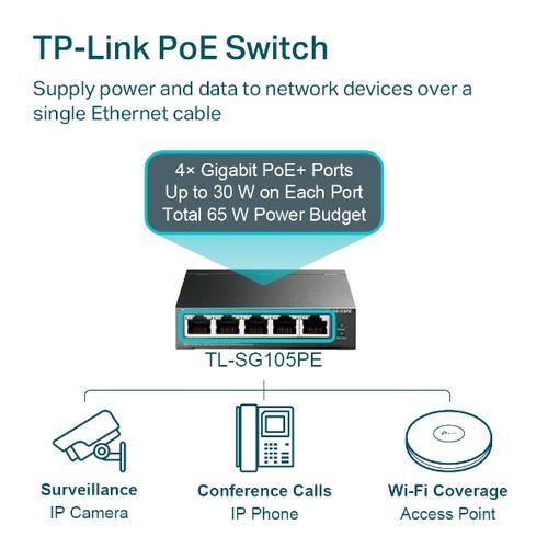 TP-Link 5-Port Gigabit Easy Smart Switch with 4-Port PoE+