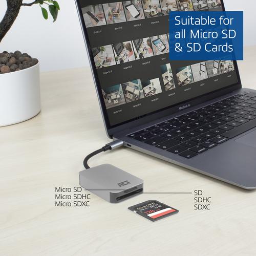 ACT USB-C card reader for SD and micro SD SD 4.0 UHS-II