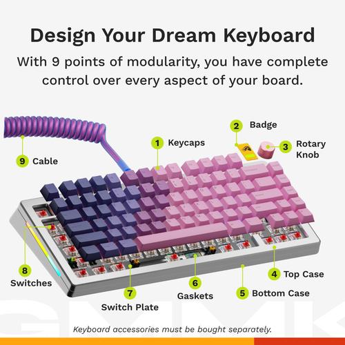Glorious Gaming GMMK 3 PRO HE 75% Prebuilt toetsenbord Gamen USB QWERTY Amerikaans Engels Zilver